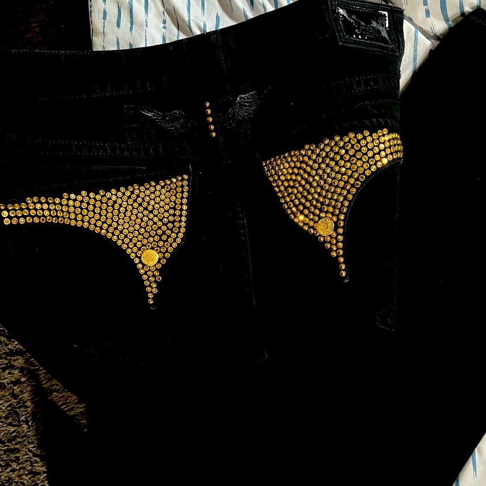 New Black Robin Jeans with Gold stones